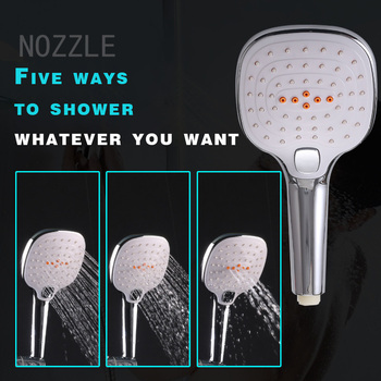 Shower Head Handshower Bath Shower Accessories Universal Bathroom High Pressure Water Saving 3 Modes Square Adjustable Sprayer